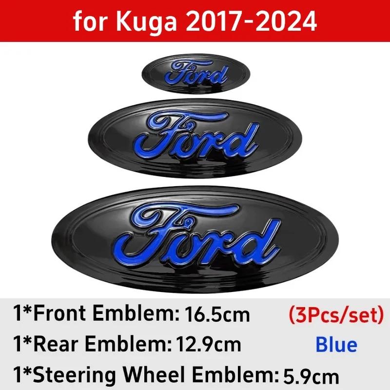 Car Sticker 3pcs Badge for Ford Taurus Equator Explorer Escape ST Kuga Mondeo Focus Edge Car Front Rear Logo Steering Wheel Cove