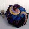 Galaktisches Yin-Yang: Himmlische Spiral-Kunst-DruckSchirm, Tragbarer 3-fach Kompakter Schirm, Weihnachtsgeschenk ES561