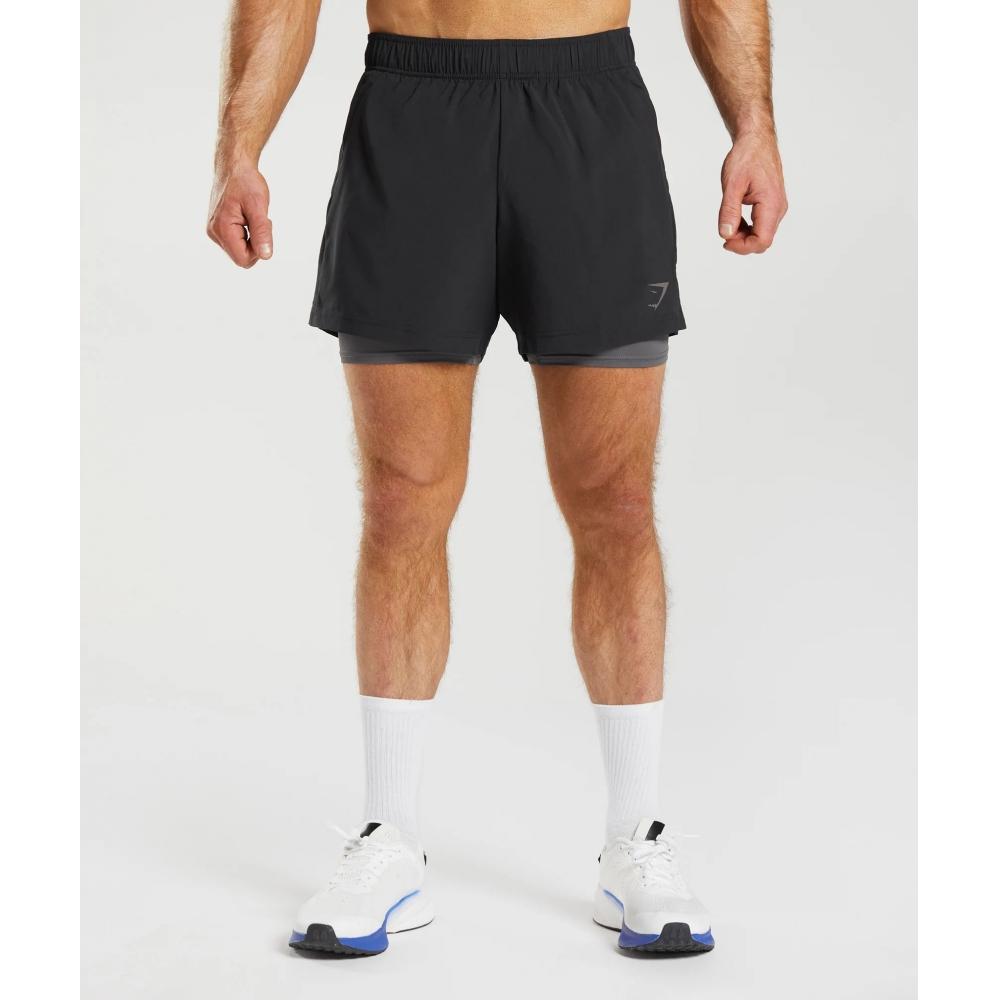 

GYMSHARK Sport 5 Шорты 2 в 1 Черный силуэт Серый A3A5K BBMW 3XL