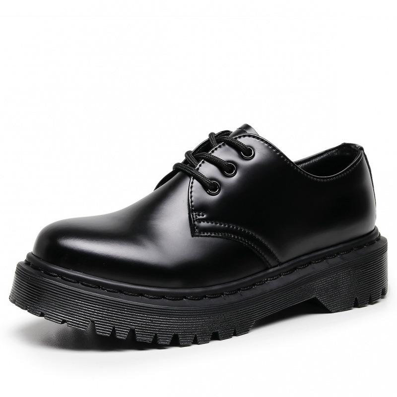 1 dicker Boden Loch kleine Lederschuhe weiblich, niedrig geschnitten Leder runde Spitze lässig Student mitteldick locker