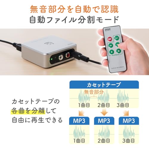 Sanwa Direct Audio Capture, No Computer Required, Analog Audio Digitization, SD/USB Memory Storage, Cassette/MD/Record Conversion to MP3, RCA/Stereo M