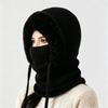Winter Warm Ear Protection One-piece Hat Women's Scarf One-piece Knitted Hat Fleece Thickened Ski Wool Hat