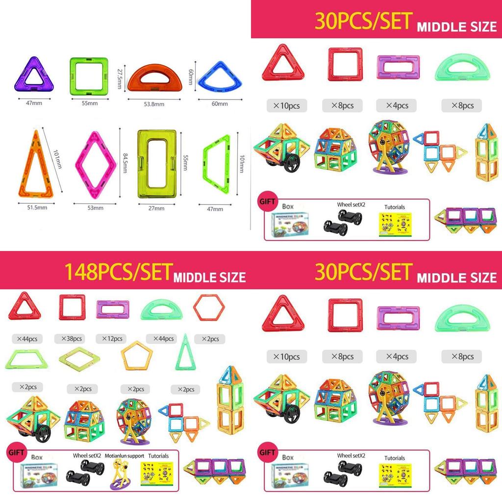 Colorful Magnetic Building Blocks Educational Toy Set For Children With Various Pieces