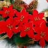 10/50pcs Artificial Christmas Flowers Multicolor Red Glittering Fake Flower for Xmas Tree Ornaments New Year Party Home Decors
