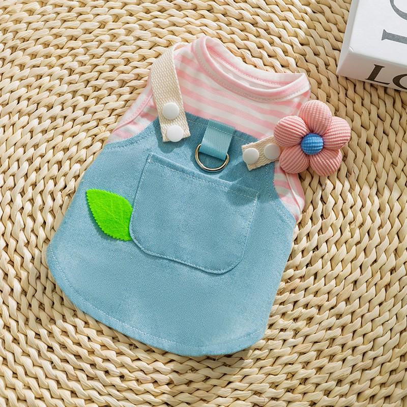 Vestido Vaquero Primavera-Verano: Falda de tirantes estilo Hong Kong para perros y gatos