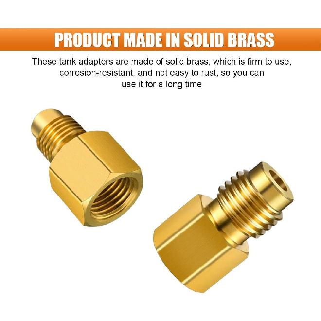 R134A Brass Refrigerant Tank Adapters (4PCS) | 1/4 SAE Male to 1/2 ACME Female Flare Adapter, R134A R12 Vacuum Pump Adapter Fitting, Universal for