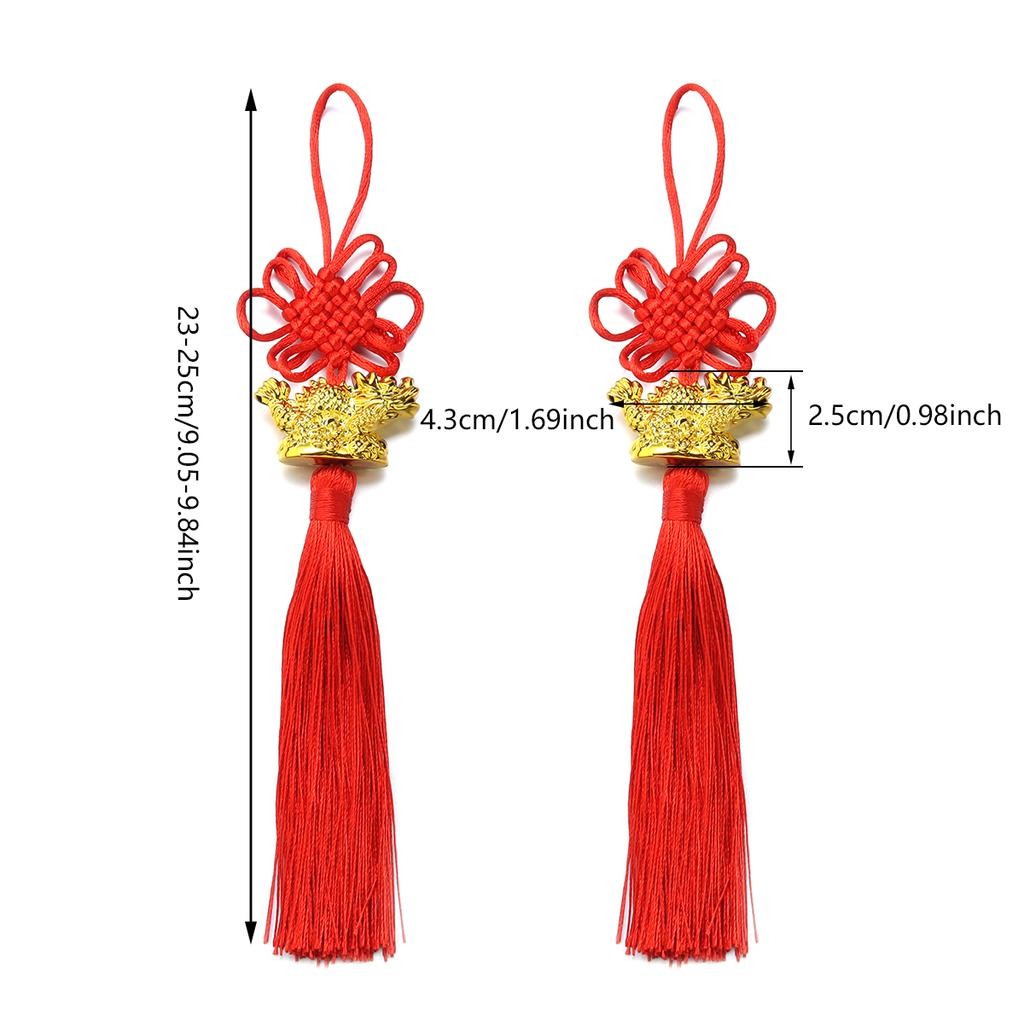 2pcs Chinese Knot Tassel Pendant Hanging Fortune Red Tassels Pendants For DIY Spring Festival New Year Gifts Home Decoration