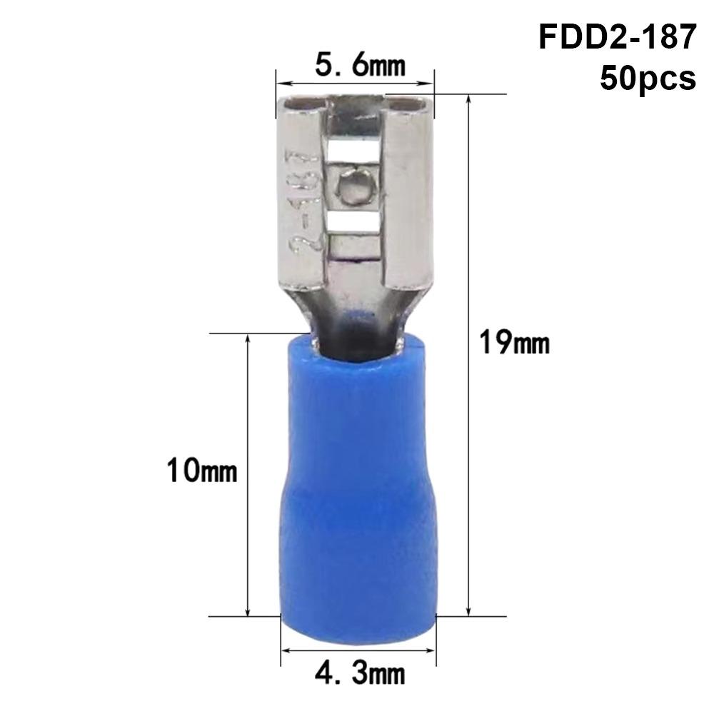 50Pcs 2.8/4.8/6.3mm Wire Connectors FDD/MDD1.25/2/5.5 Female/Male Electrical Crimp Terminal Insulated Spade Quick Disconnects