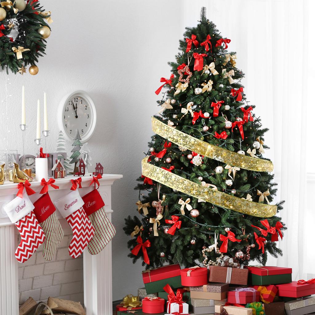 1Pcs Christmas Tree Glowing Ribbon Creative Chic Luminous Ribbon Decorative Light Strip Warm Festive Atmosphere Xmas Party