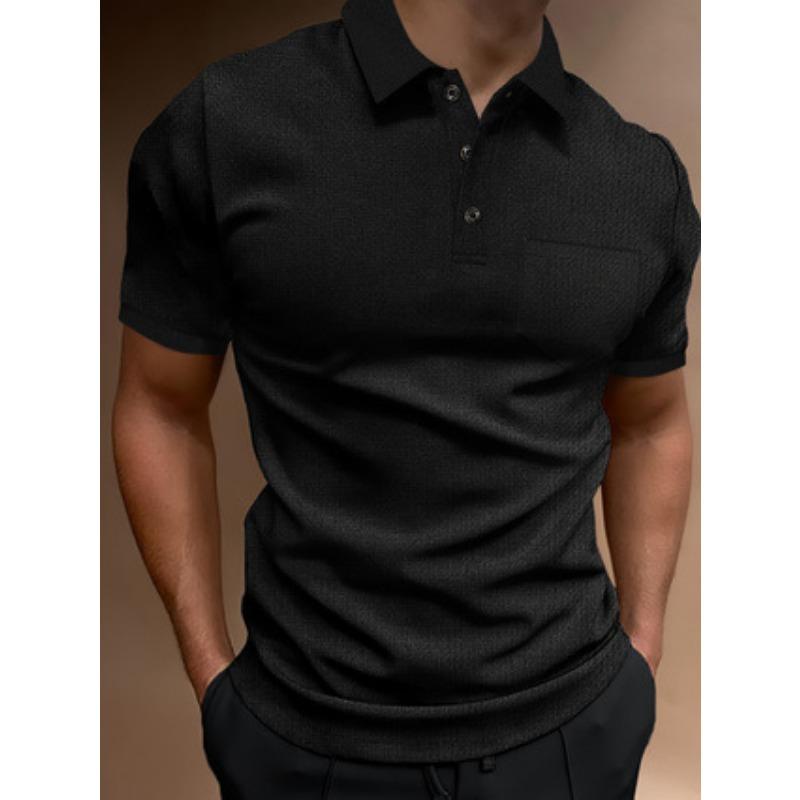 Men S Short Sleeve Polo Shirt Button Pocket Loose Summer Top