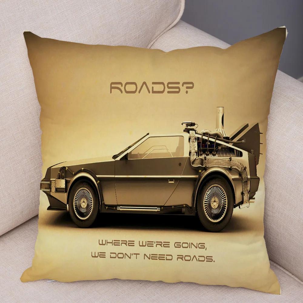 Cartoon Klassiker Film Kissenbezug Deko Zurück in die Zukunft Kissenbezug Superweicher Plüsch Kissenbezug für Sofa Zuhause Auto 45x45cm