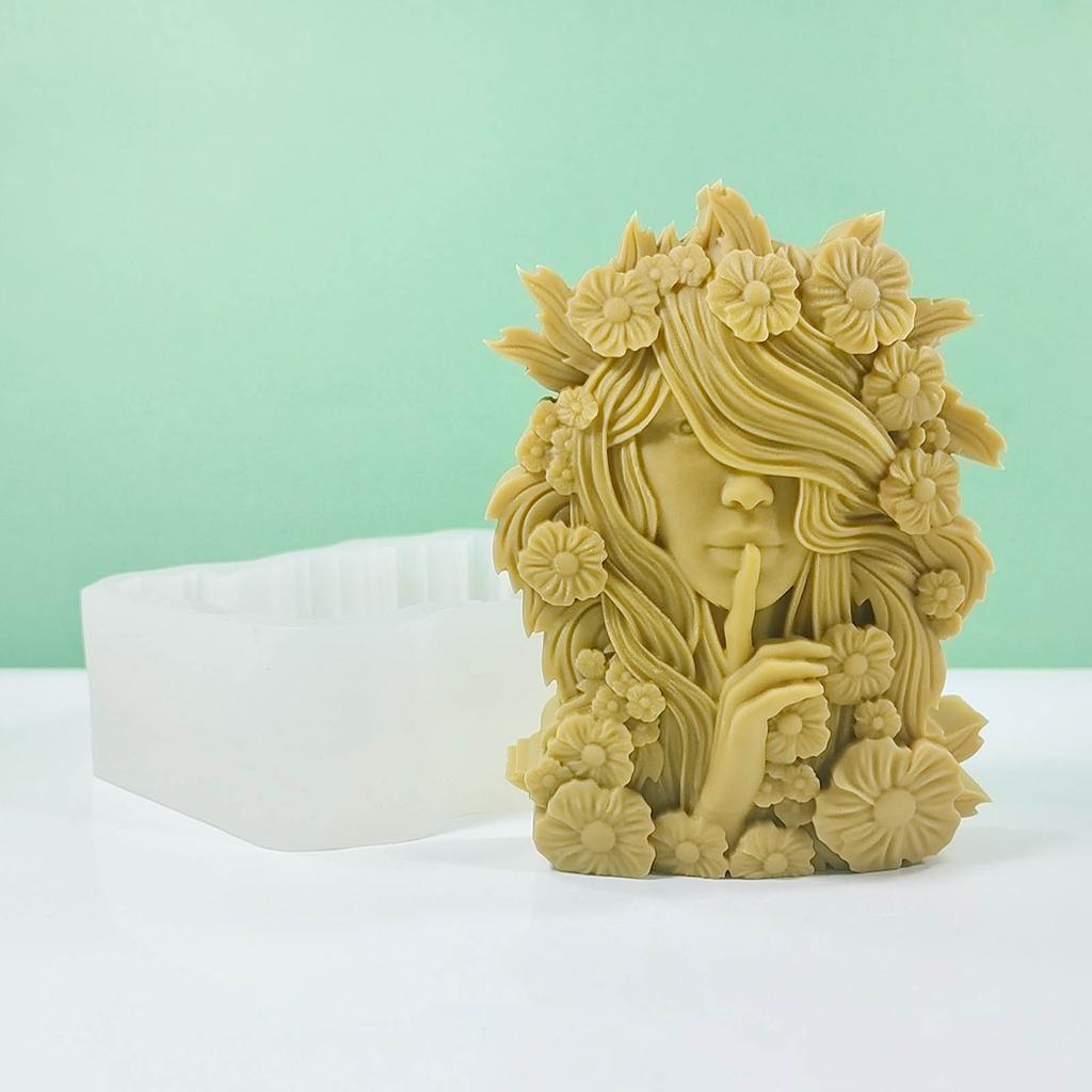 Flower Fairy Silicone Candle Mold 3D Girl Plaster Mould Cake Chocolate Making Tool Gypsum Soap Molds DIY Crystal Resin