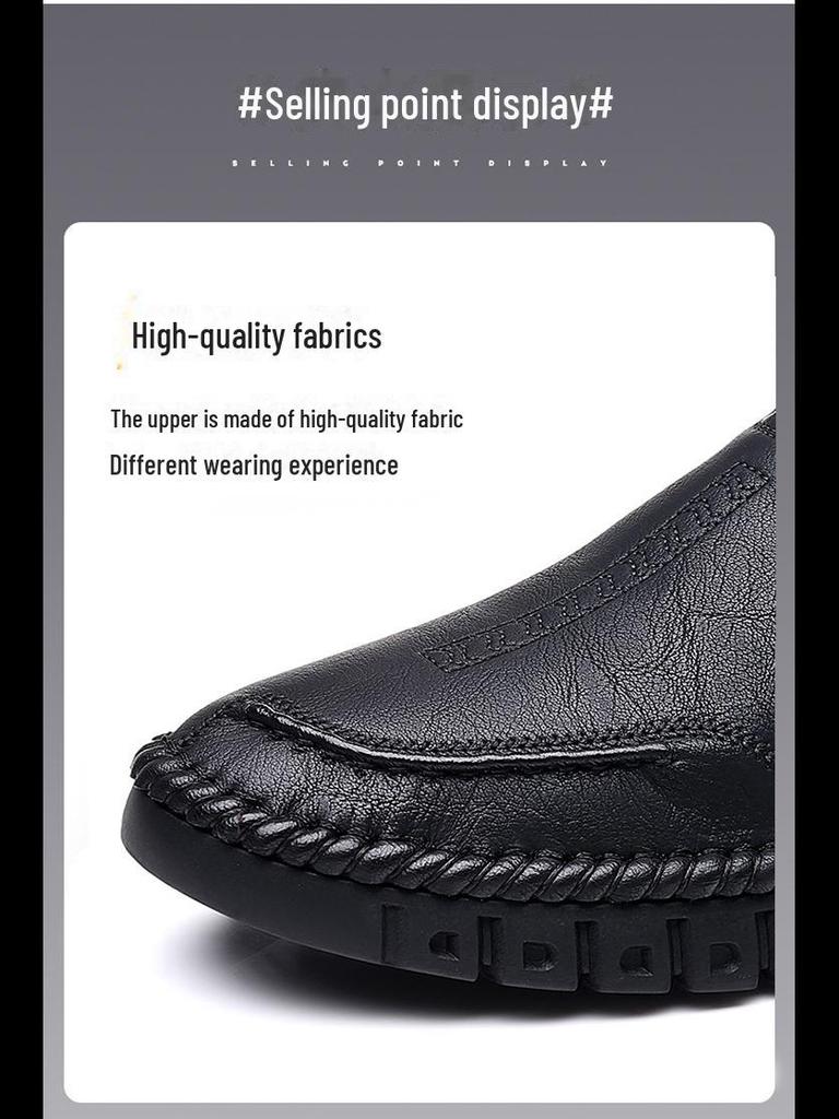 2022 Spring/Autumn Men's Handmade Casual Leather Shoes - Soft Leather, Soft Sole, Perfect for Middle-aged Dads