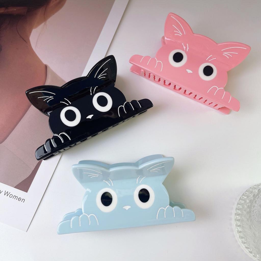 1pc Summer new cute cat scratch clip cartoon fresh hair clip, back of the head dished hair shark clip hair accessory