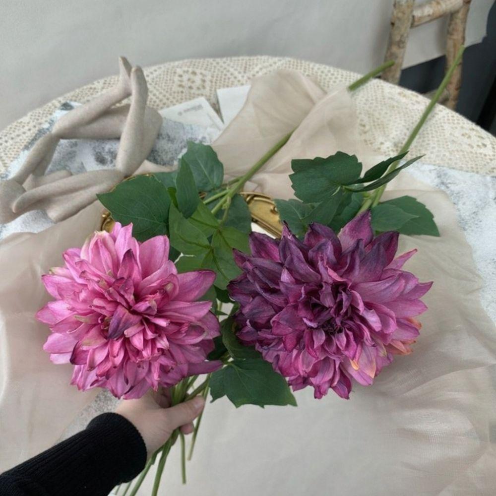 Handmade Craft Artificial Dahlia Flowers 64cm Length Silk Fake Flowers Festival Party Supplies Floral Fake False Flowers