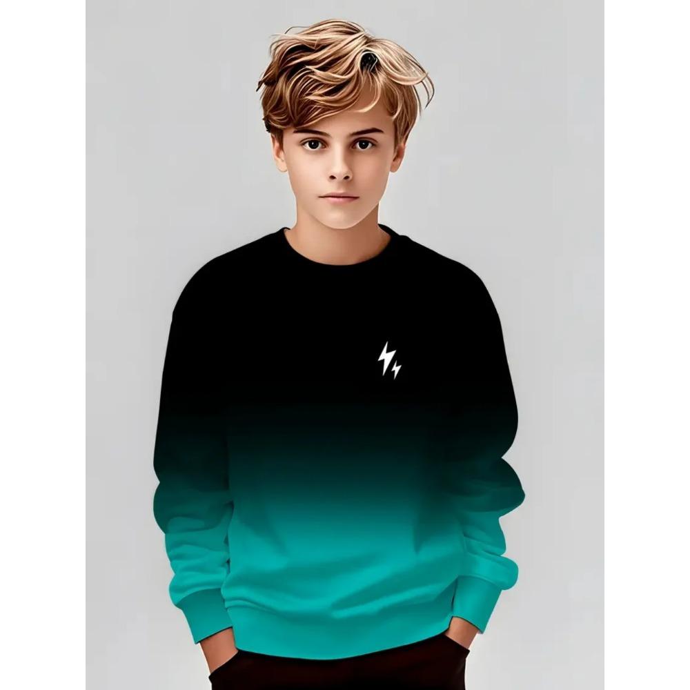 Lente en Herfst Ronde Hals Gestreept Kleurblokkerend 3D Geprint Top Modieus Casual Klassiek Lange Mouw Kinder Jongens T-shirts