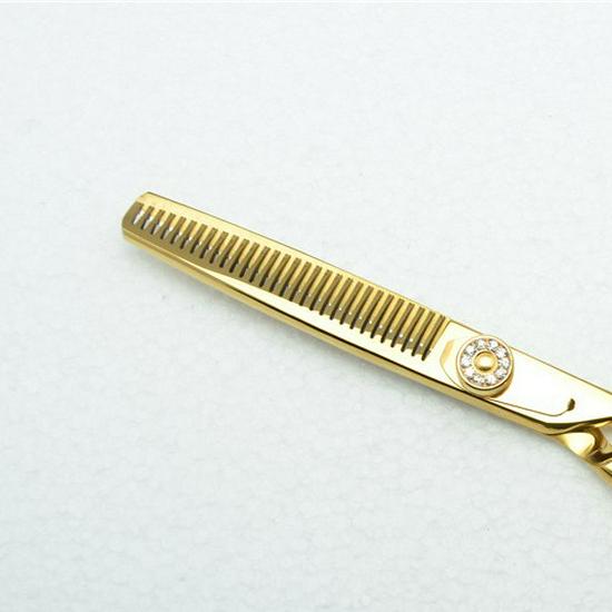 Gold Gem Hairdressing Scissors: 5.5" & 6.0" Straight & Thinning Shears for Barbers and Bangs