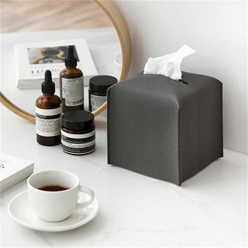 Taschentuchbox aus PU-Leder, Retro-Taschentuchbox, quadratisch, für Auto, Zuhause, Wohnzimmer, Schlafzimmer, Küche, Schreibtisch-Aufbewahrungsbox