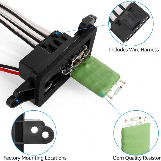 FAERSI 89019100 HVAC Fan Blower Motor Resistor Kit With Harness Replacement For 2002-2009 Chevy Trailblazer GMC Envoy, 2004-2007 Buick Rainier,
