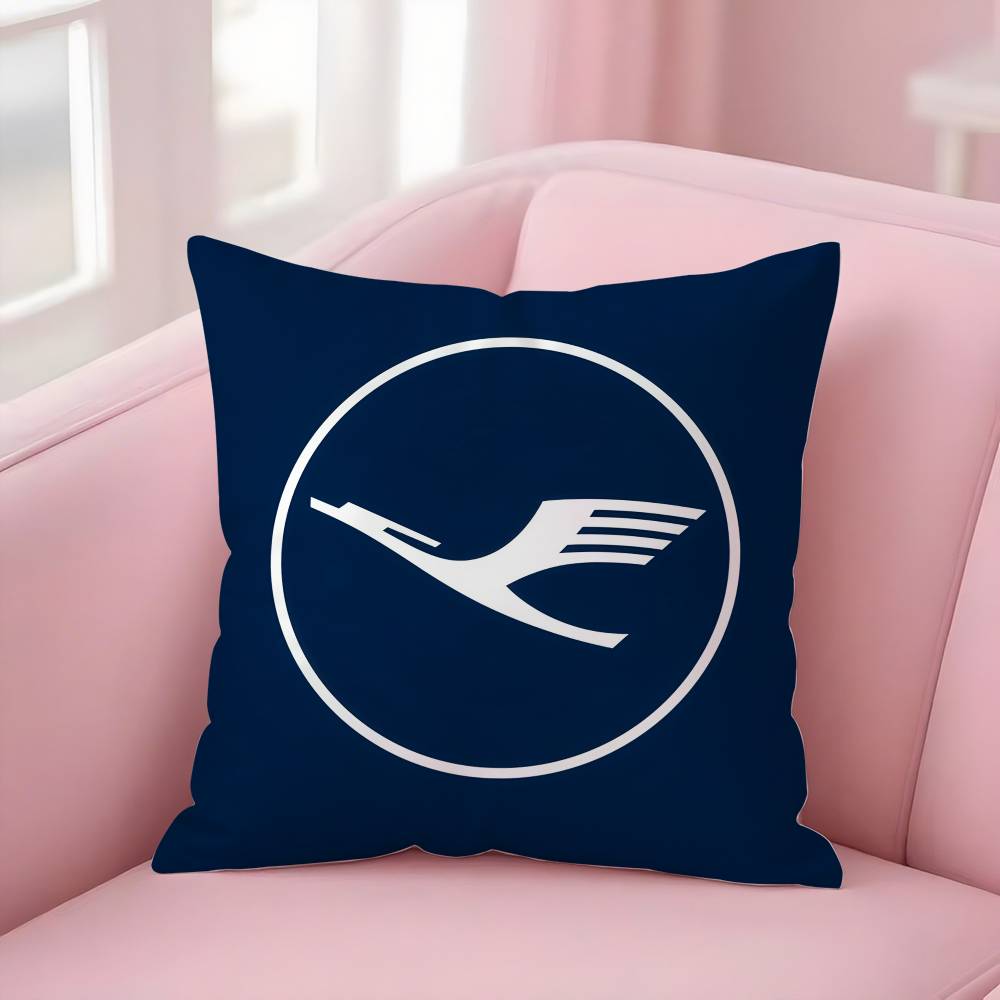 

L-Lufthansa German Airlines Наволочка Плюшевая Ткань Мягкая Двусторонняя Принтованная Диван Теплая Зимняя Домашняя Подарочная Наволочка 12x12Inch