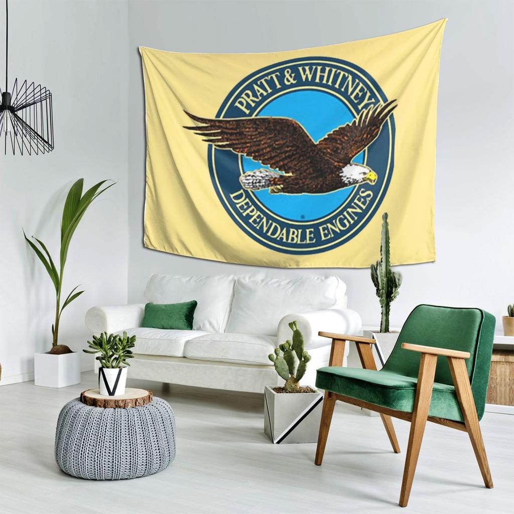 Pratt Whitney Logo Dependable Engines Tapestry Decor Art Aesthetic Tapestries Living Room Bedroom Home Wall Cloth Wall Hanging