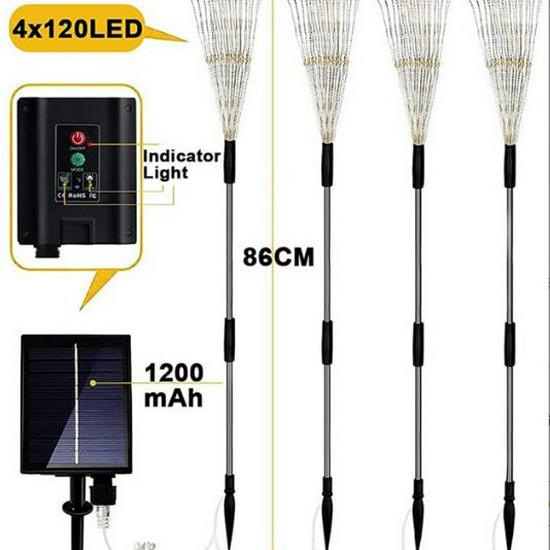 Remote-Control Solar Firework LED String Lights - Waterproof, Decorative Copper Wire Lights for Outdoor Use