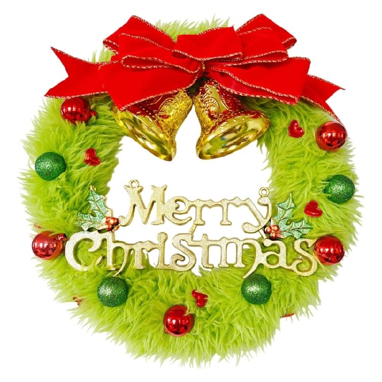 Weihnachts-Feiertags-Kranz-Akzent, 30 cm beleuchtetes Wandbehang mit weicher Textur für Tür, Fenster, Wand und manuelle Lichterkette für den Heimgebrauch 1 red