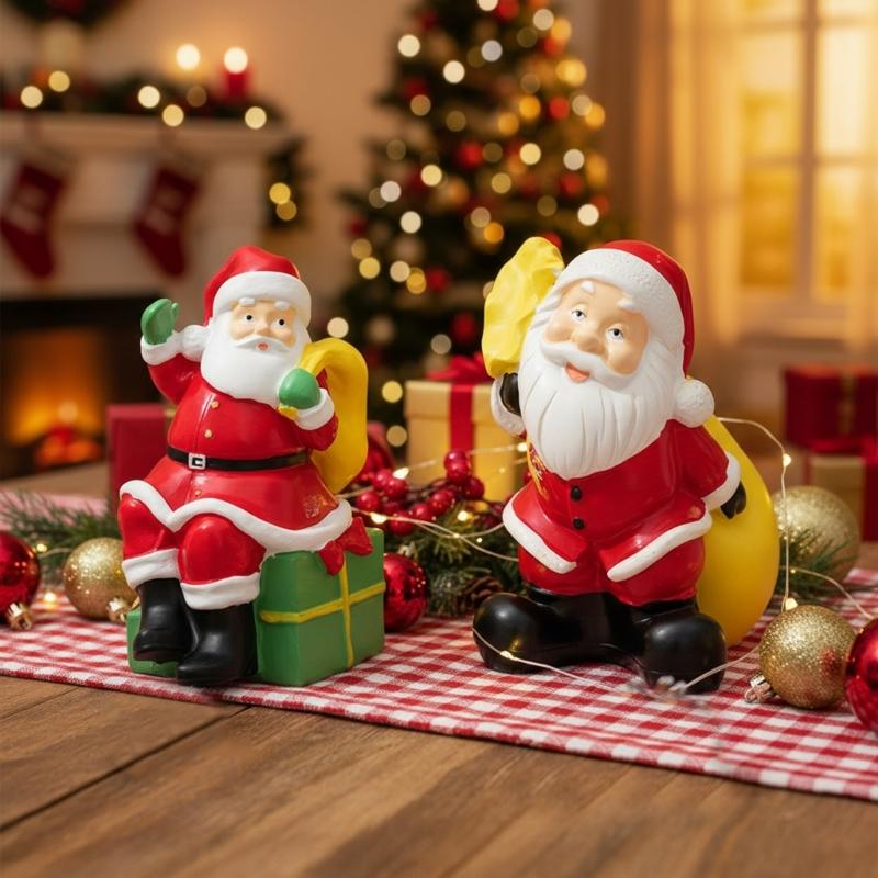 Christmas Figurine Figure Decors Resin Santa Clauses Statue Christmas Decorative Figurine Table Centerpieces for Holiday