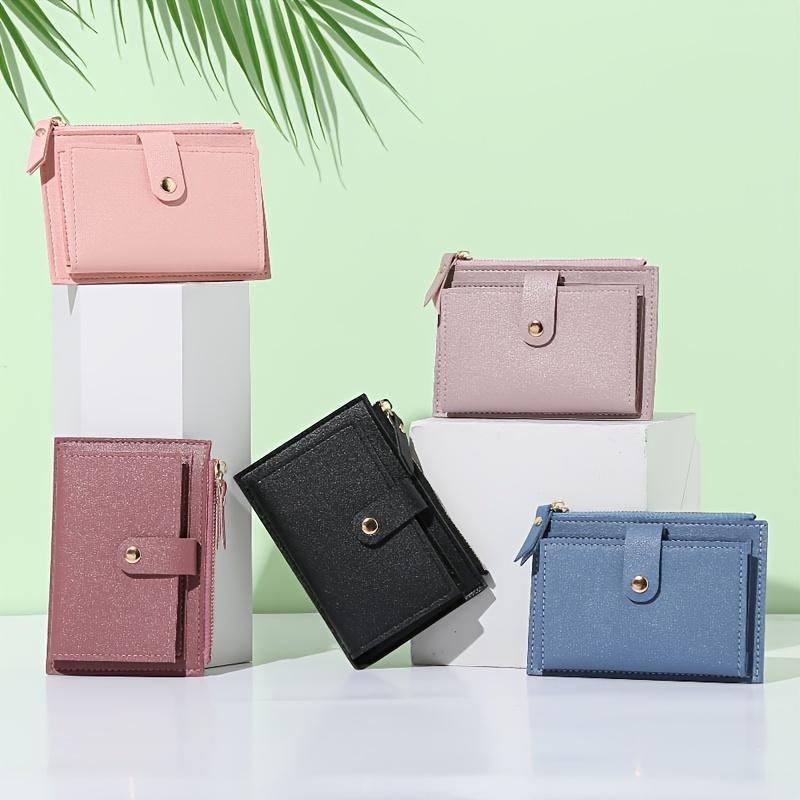 Slim & Stylish Women's Wallet with Snap Button Zipper - Lightweight, Portable Bifold Design