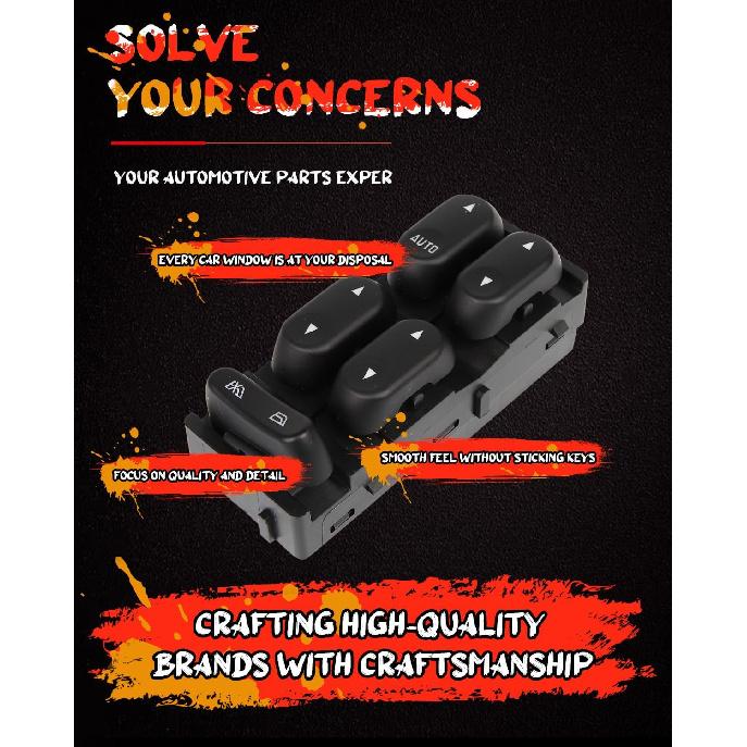 CCIYU Master Power Window Switch 4L2Z-14529-AAA Front Left Driver Side Window Control Switch Fit 2004-2005 for Ford Explorer 2004-2005 for Ford