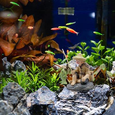 Fishing Ornament For Table Fishing Decorations Dollhouse Accessories Fish Tank Ornaments Fisherman PVC Figurine For Fish Tank