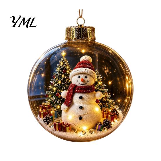 Transparent Festive Globes Glowing Clear Christmas Ball Ornament, Light Up Story Decoration with Warm LED Decorative Garland Accents Light,