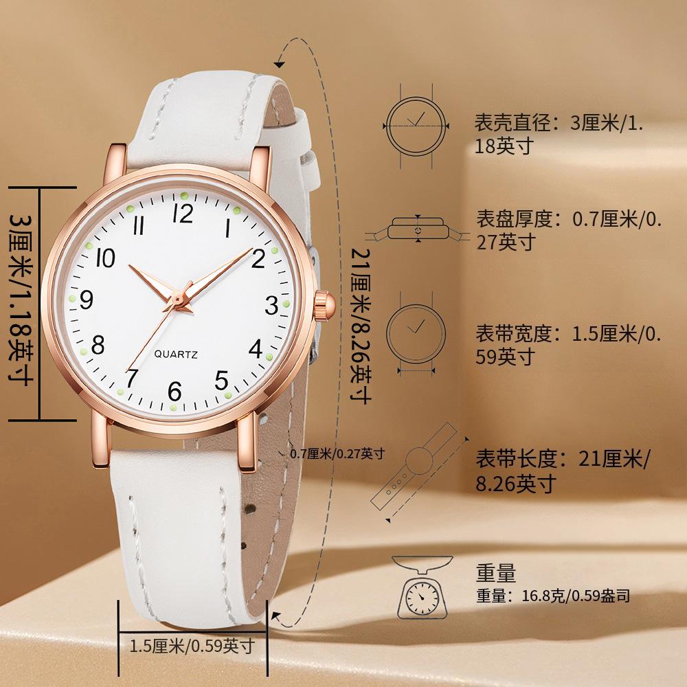 1/2/3/4pcs Fashion Arabic Dial Women Quartz Watch Casual Leather Strap Wristwatch for Girls Friendship Clock Gifts (Without Box)