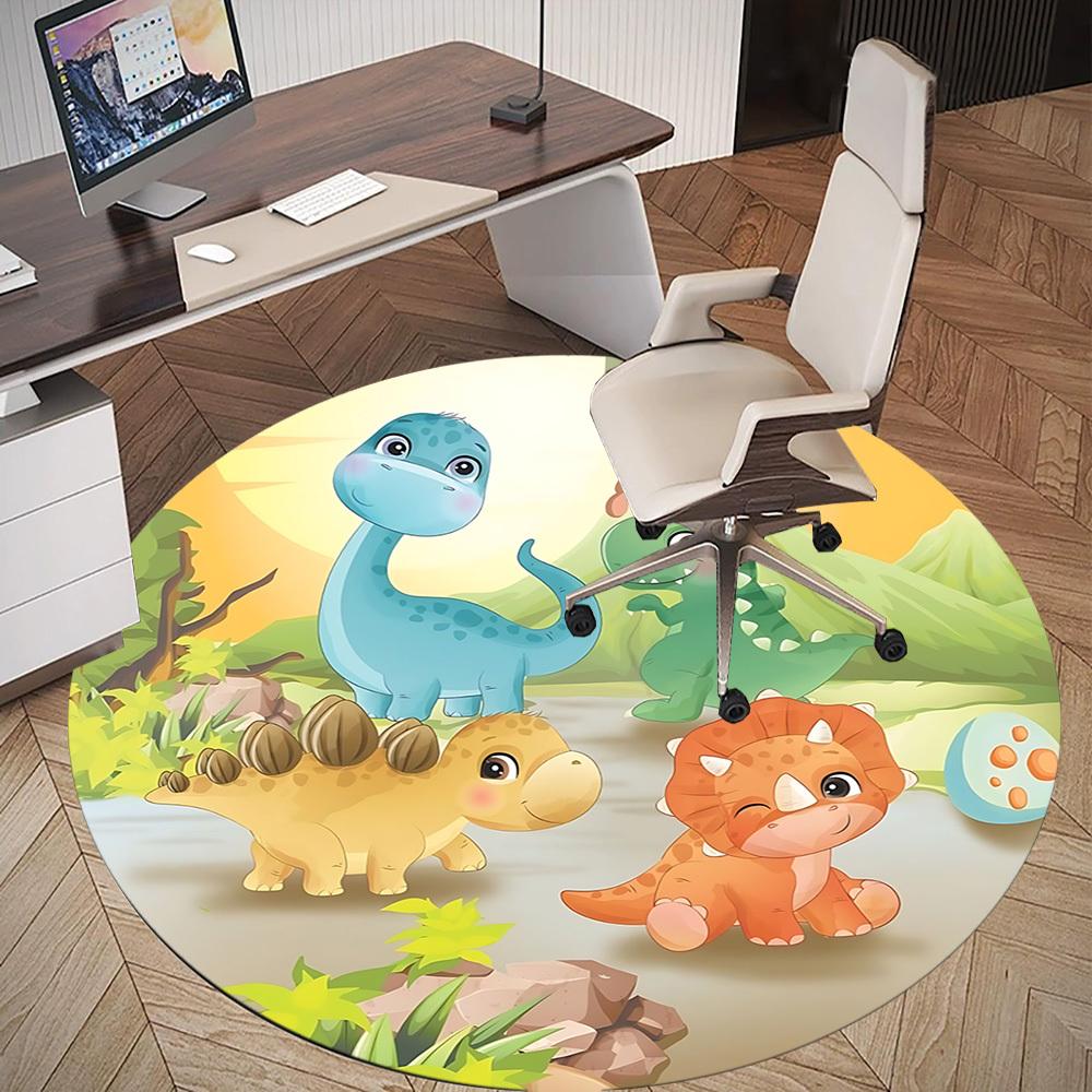 1pc dinosaur landscape Round Chair mat Area Rug - Non-Slip, Floor Mat for Office, Bedroom, and Indoor Decor c1125364
