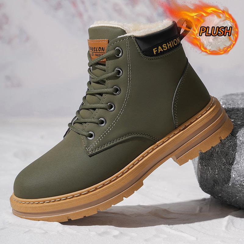 

Autumn and winter new fashion men s shoes men s retro velvet Martin boots trendy versatile big yellow boots 44