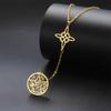 Fashion Exquisite Miko Knot Hollowed-out Five-pointed Star Tassel Pendant Necklace for Women Men Stainless Steel Jewelry Gifts