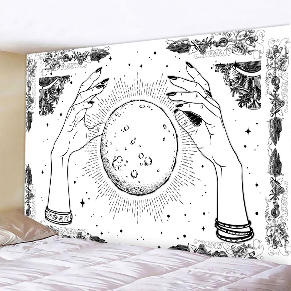 Black and White Sun Moon Mandala Home Decoration Tapestry Bohemian Decoration Hippie Bedroom Decoration Tapestry
