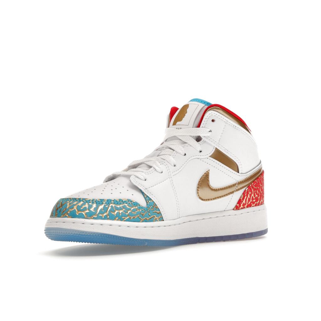 Air Jordan 1 Mid GS NC to Chi Kinder-Sneaker Weiß Metallic-Gold University-Rot FB2212-100