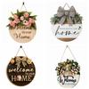 Flower Welcome Sign 2D Flat Wall Art Ornaments Door Wreath  Home Decor