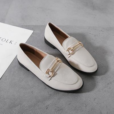 Vent rétro petites chaussures en cuir chaussures plates à enfiler pour femmes nouvelles chaussures simples plates pour femmes grande taille 41-43