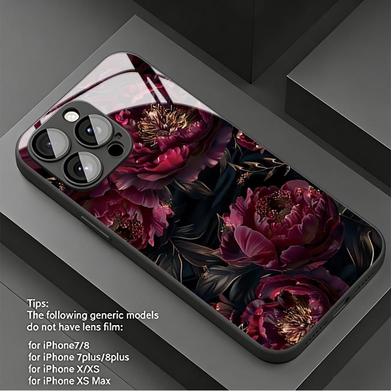 Vogue Dark Red Rose Tempered Glass Phone Case For Samsung Galaxy S26 Ultra S25 S24 Plus 5G S23 FE S25 Ultra Protection Cover
