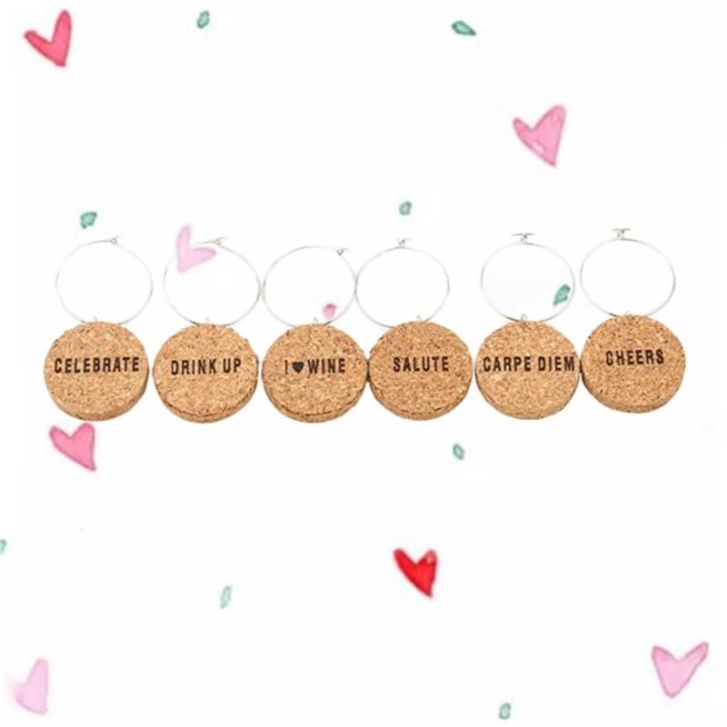 Pack of 12 Cork Wine Glass Goblet Drink Marker Label with Buckle for Wine Cocktail Champagnes Tasting Party Supplies