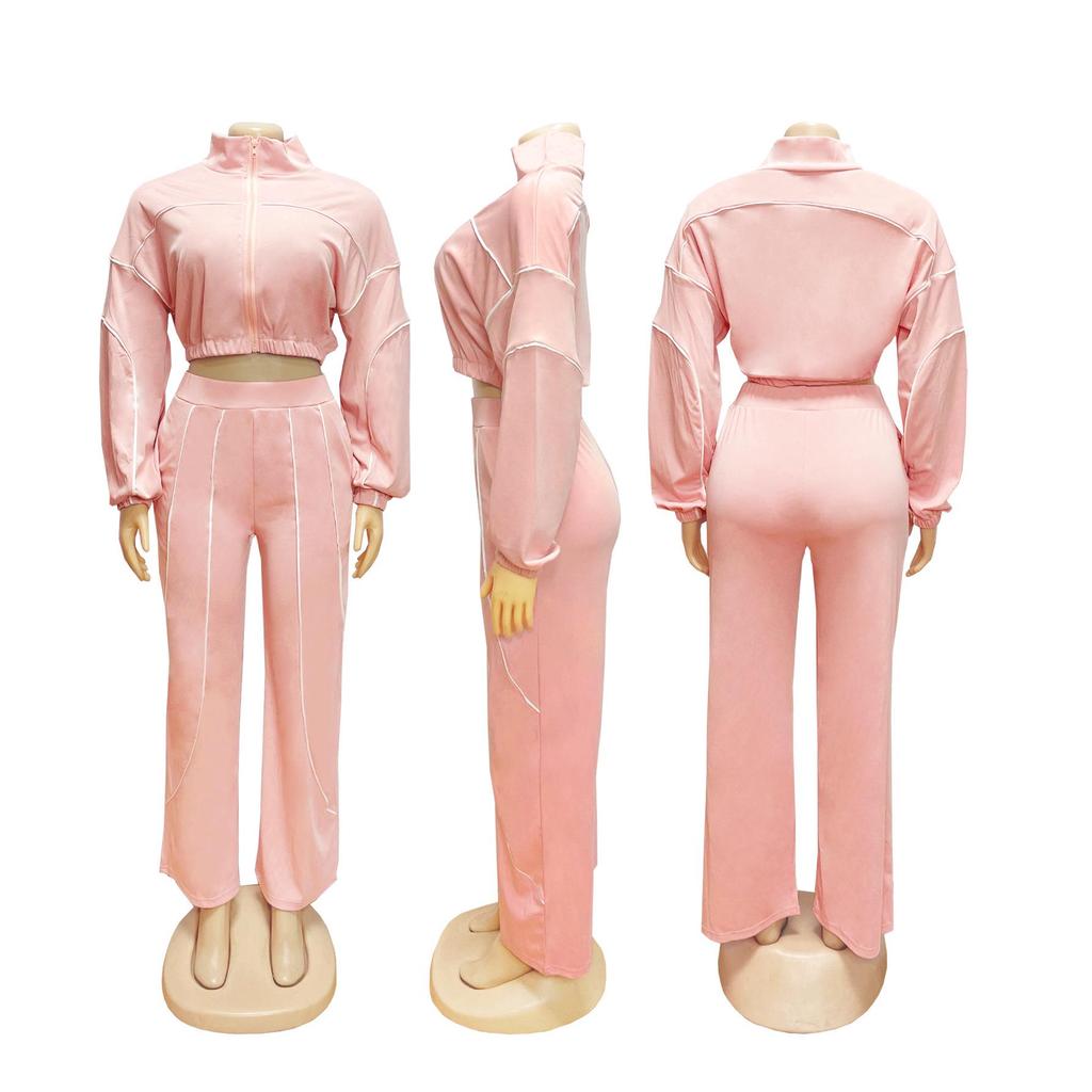 Color Block Patchwork Striped Women's Two-Piece Sports Set