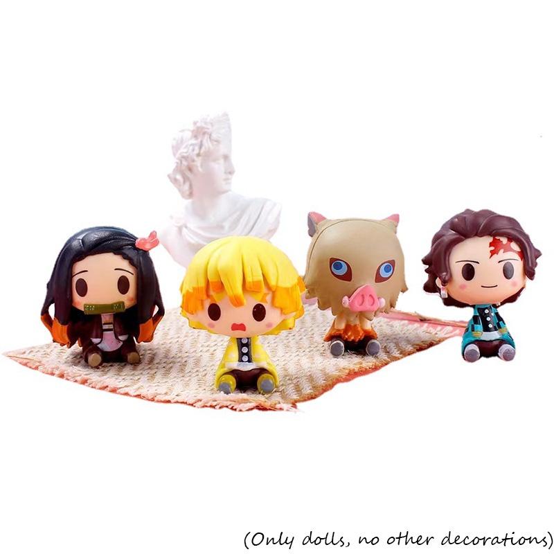 Complete 4-piece Handcrafted Pvc Figurine Set For Demon Slayer Fans