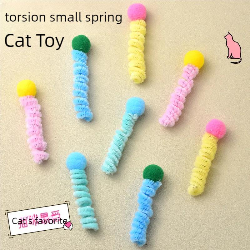 Candy Colored Twisty Stick Cat Teaser 4 Pack Feather Wand Toy Kitten Chew Play Chase Exercise Pet Supplies for Indoor Cats Kitty