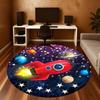 1pc Rocket Galaxy Round Chair mat Area Rug - Non-Slip, Floor Mat for Office, Bedroom, home decor Christmas Gift p0811130