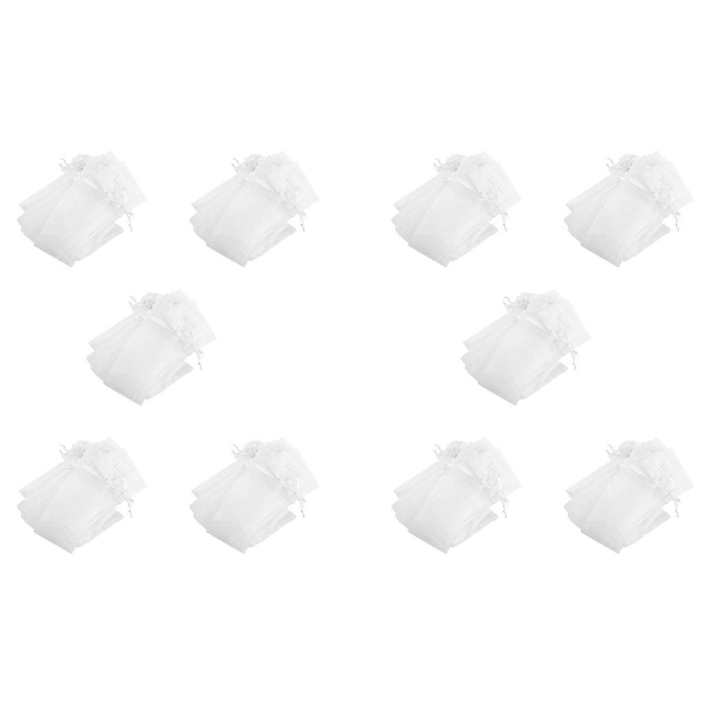 500Pcs White Drawstring Organza Folding Hand Fan Pouch Party Wedding Favor Gift Bags
