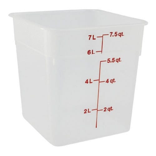 CAMBRO Square Food Container, 8SFSPP, Translucent Polypropylene, USA, AHC384