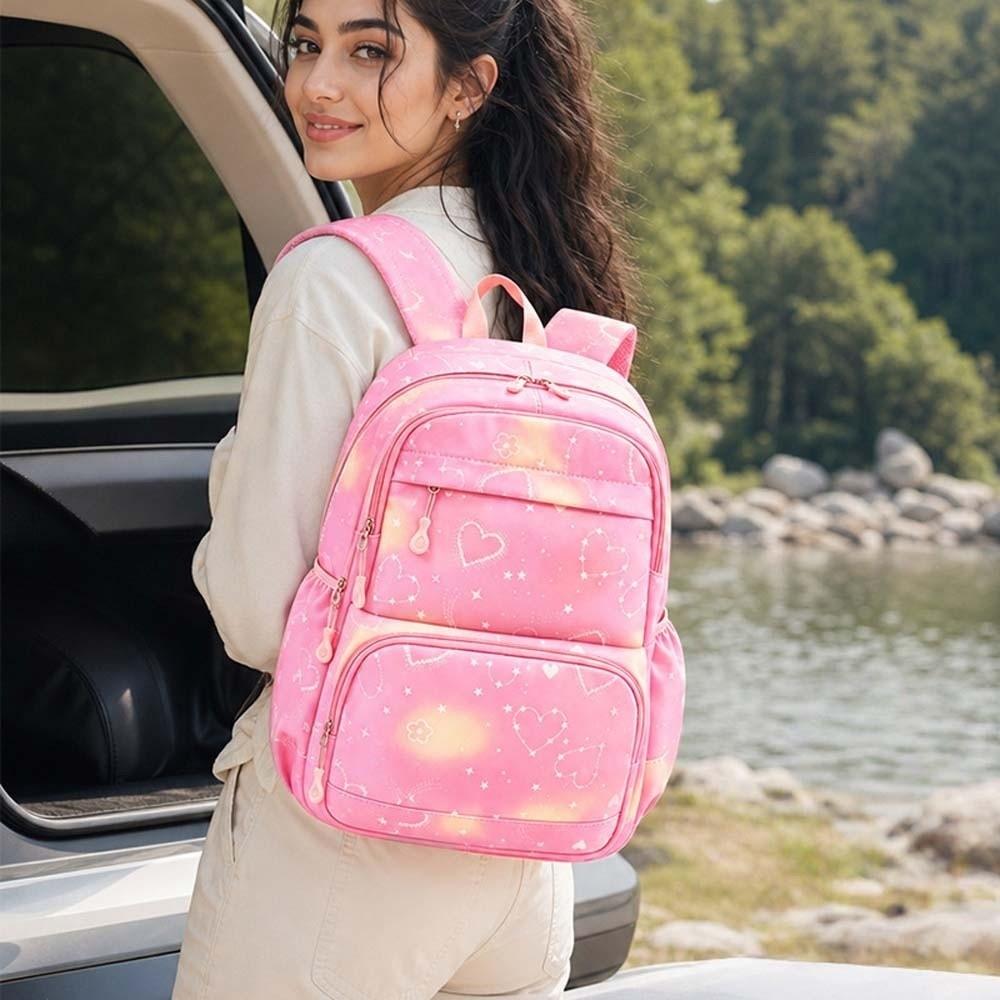 Casual Nylon Backpack Daypack Students School Bag Three-piece School Bag Set Junior High School