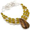 Collana in argento sterling 925 con occhio di tigre intagliato e onice giallo, 45,7 cm, MQ-1214